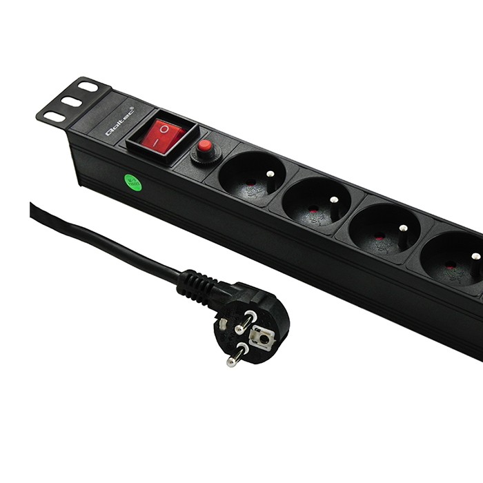 Listwa zasilająca Qoltec Rack 19" 1U 8 x SCHUKO 2.0 m - obrazek 2