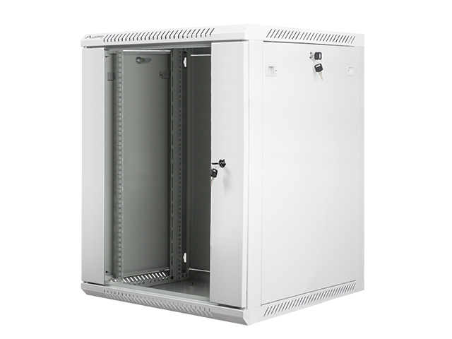Szafa wisząca rack 19'' 15U 600x600mm szara (drzwi przednie szklane) Langberg