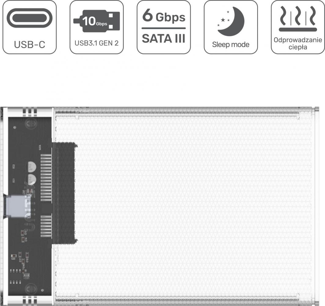 Obudowa do HDD/SSD 2.5" USB 3.1 Type-C Unitek - obrazek 3