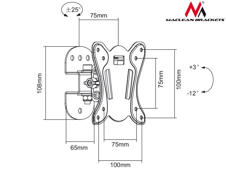 Uchwyt do mocowania LCD 13" - 27" - 20 Kg Ścienny obrotowy Maclean - obrazek 3