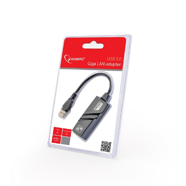 Karta sieciowa USB 3.0 LAN Gigabit Ethernet RJ45 10/100/1000 Mb/s RJ45 Gembird - obrazek 2