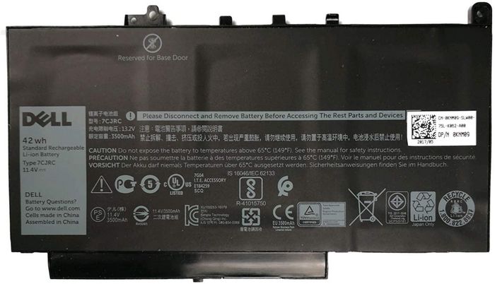 Bateria do laptopa Dell 42 WHR, 3 Cell, Lithium Ion