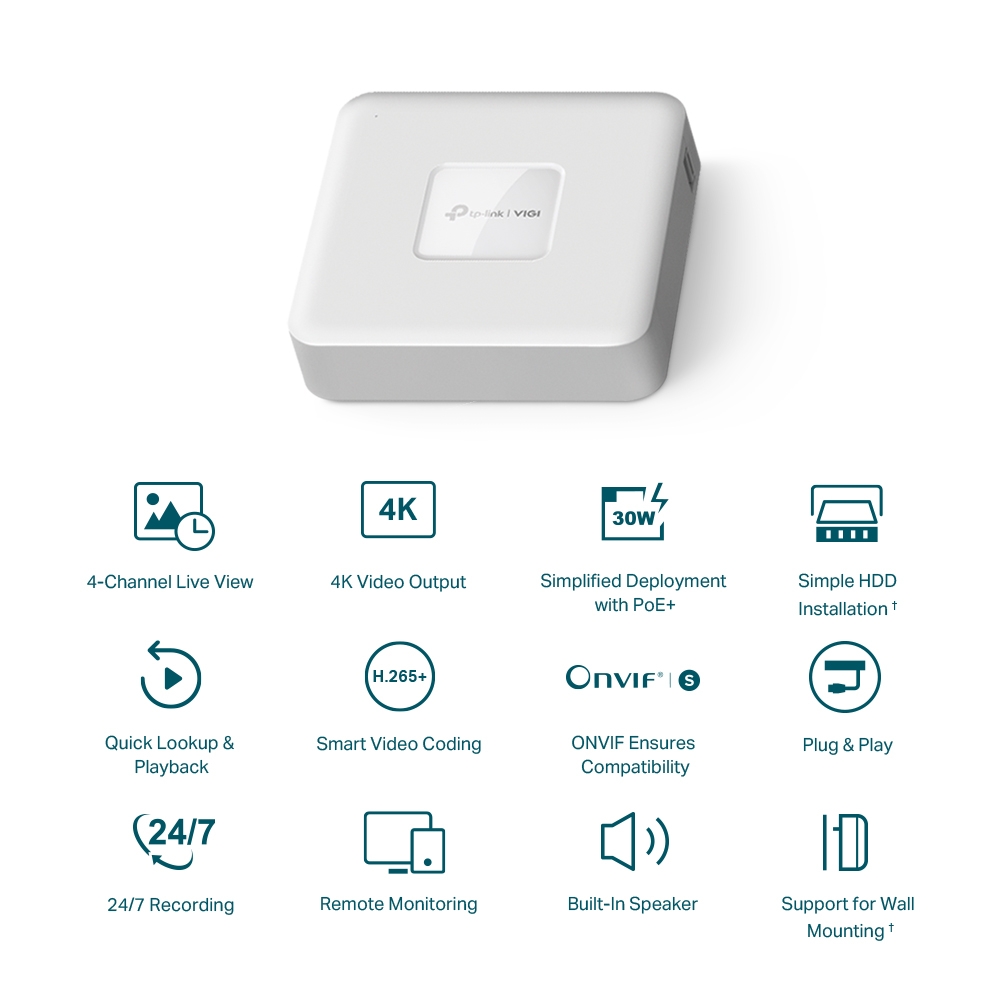 Rejestrator IP TP-Link 4-kanałowy PoE VIGI NVR1104H-4P - obrazek 2