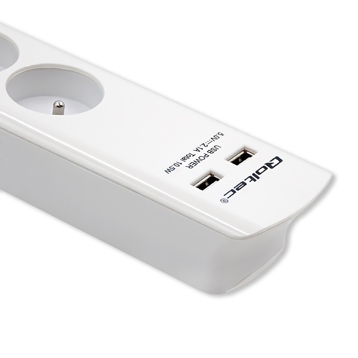Listwa zasilająca Qoltec 4 gniazda 2 x USB 1.8m Biała - obrazek 4