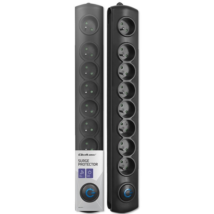 Listwa zasilająca Qoltec 8 gniazd 3.0m Czarna - obrazek 5
