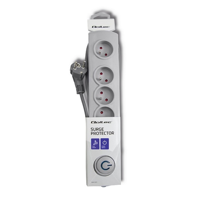 Listwa zasilająca Qoltec 5 gniazd 1.8m Szara - obrazek 5