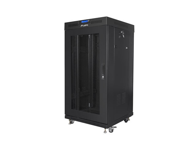 Szafa stojąca rack 19" 22U 600x600mm czarna (drzwi przednie perforowane) LCD Lanberg