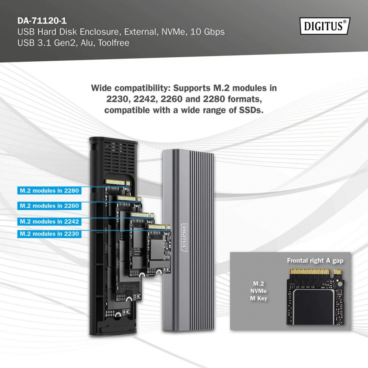 Obudowa do SSD M.2 PCIe/NVMe USB Type-C Digitus - obrazek 2