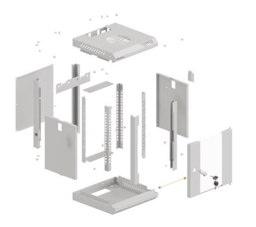 Szafa wisząca rack 10'' 4U 300x300mm szara (drzwi przednie szklane) Langberg - obrazek 5