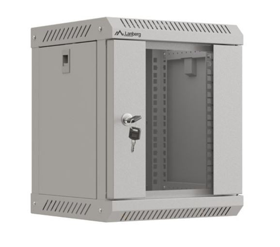 Szafa wisząca rack 10'' 6U 300x300mm szara (drzwi przednie szklane) Langberg