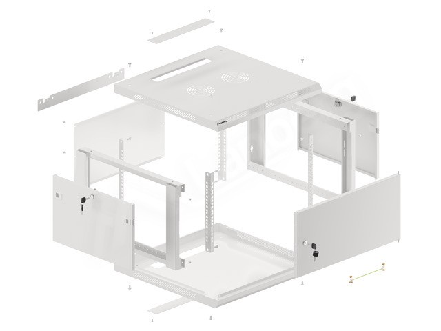 Szafa wisząca rack 19'' 6U 600x600mm szara (drzwi przednie metalowe) Langberg - obrazek 2