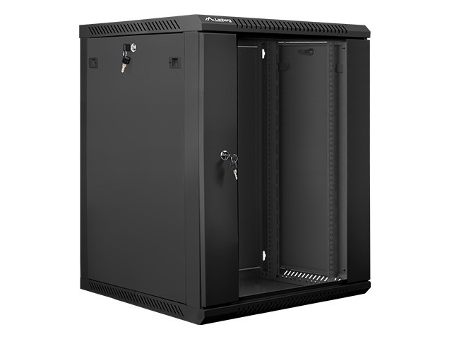 Szafa wisząca rack 19'' 15U 600x600mm czarna (drzwi przednie szklane) Langberg - obrazek 2
