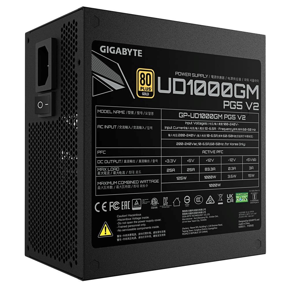 Zasilacz ATX 1000W Gigabyte UD1000GM PG5 V2 Modularny 80 Plus Gold - obrazek 5