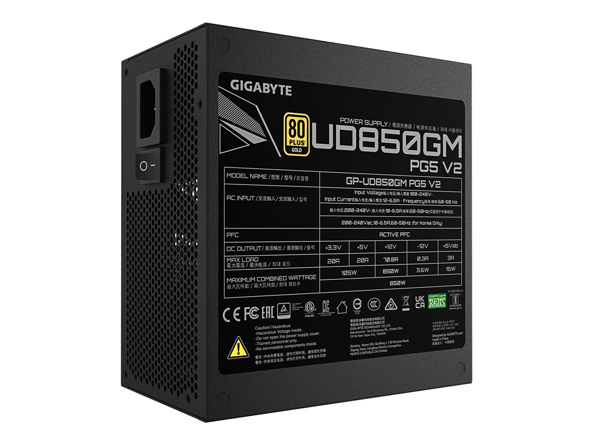 Zasilacz ATX 850W Gigabyte UD850GM PG5 V2 Modularny 80 Plus Gold - obrazek 2