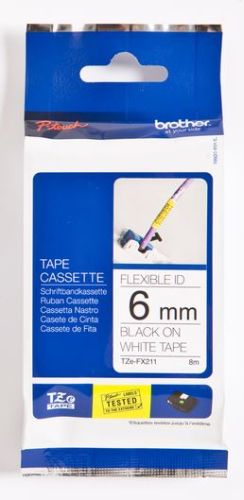 Taśma do drukarki etykiet Brother TZEFX211 6mm Czarny na Białym Flexible - obrazek 3