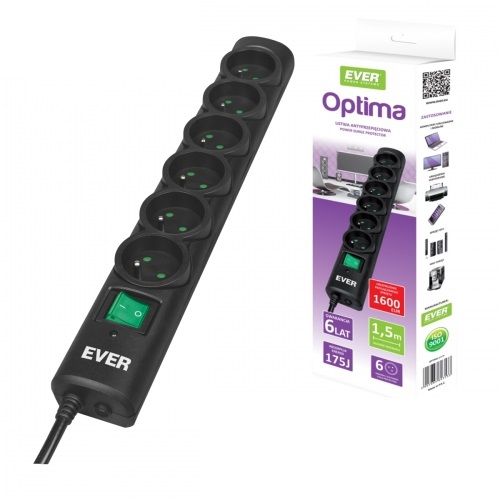 Listwa zasilająca Ever Home/Office SurgeArrest Optima 6 gniazd 1.5m - obrazek 3