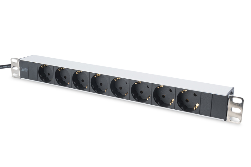 Listwa zasilająca Digitus 19", 1U, 8 gniazd, moc: 16A, 4000W, aluminiowa, 2m