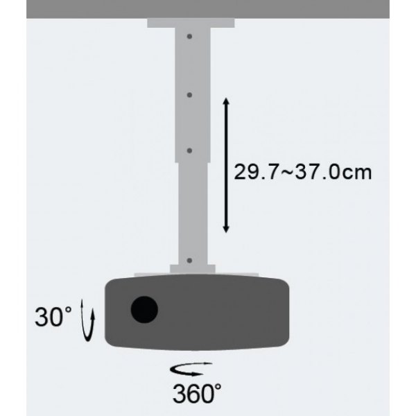 Uchwyt do mocowania projektora sufitowy z regulowanym ramieniem 300-370 mm - 15kg Techly - obrazek 4