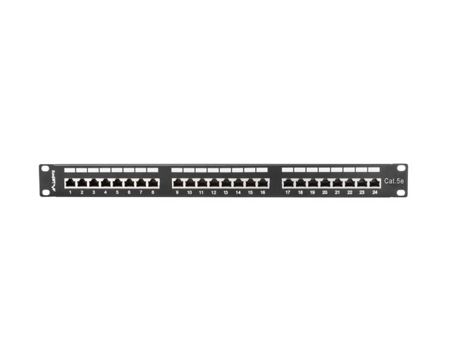 Patchpanel 19" 1U 24 porty kat. 5e ekranowany Czarny Lanberg - obrazek 2