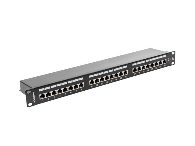 Patchpanel 19" 1U 24 porty kat. 5e ekranowany Czarny Lanberg - obrazek 3
