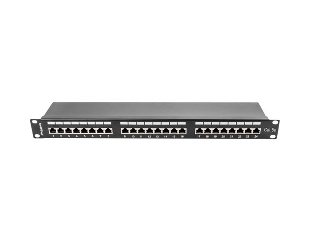 Patchpanel 19" 1U 24 porty kat. 5e ekranowany Czarny Lanberg - obrazek 5