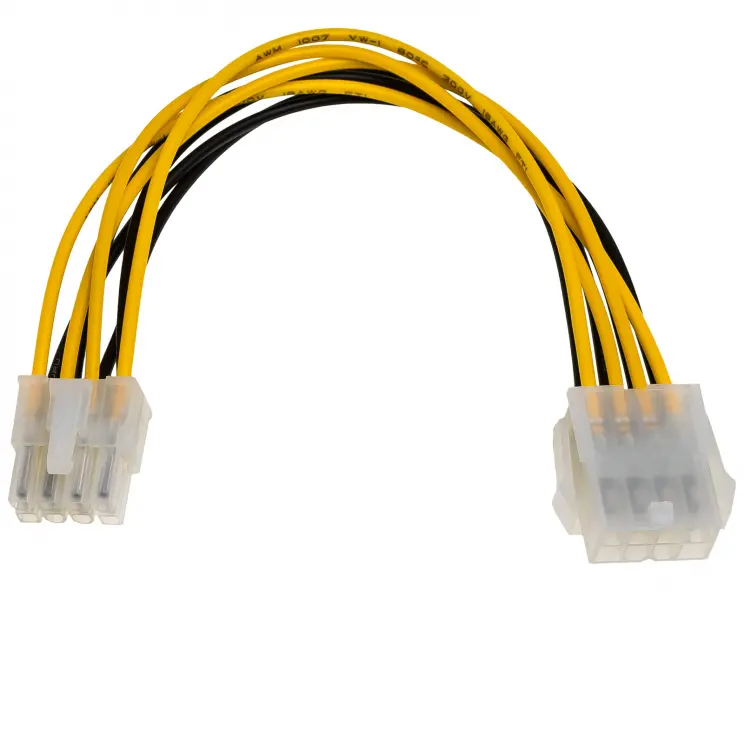Kabel zasilający przedłużacz EPS 8-pin męski na EPS 8-pin żeński 0.2 m Akyga