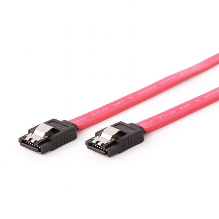 Kabel do dysków SATA 3 Data 0.1 m czerwony, metalowy zatrzask, prosty Gembird