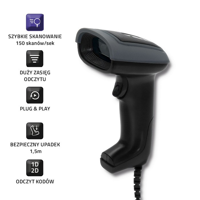 Czytnik kodów kreskowych Qoltec 1D i 2D USB - obrazek 3