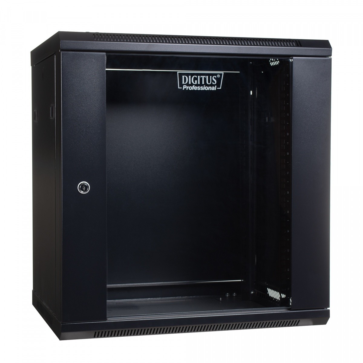 Szafa wisząca rack 19" 12U 600x450mm czarna (przednie drzwi szklane) Digitus