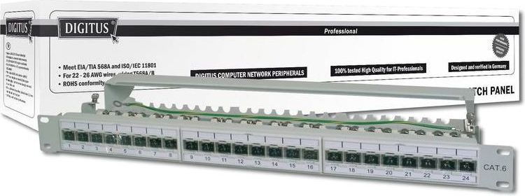 Patchpanel 19" 1U 24 porty kat 6 S/FTP Szary Digitus