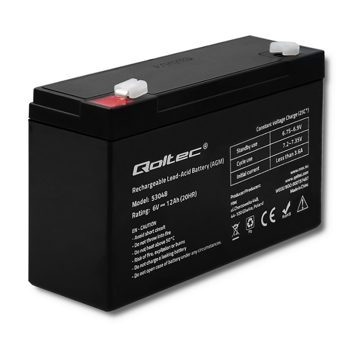 Akumulator UPS Qoltec AGM 6V 12Ah