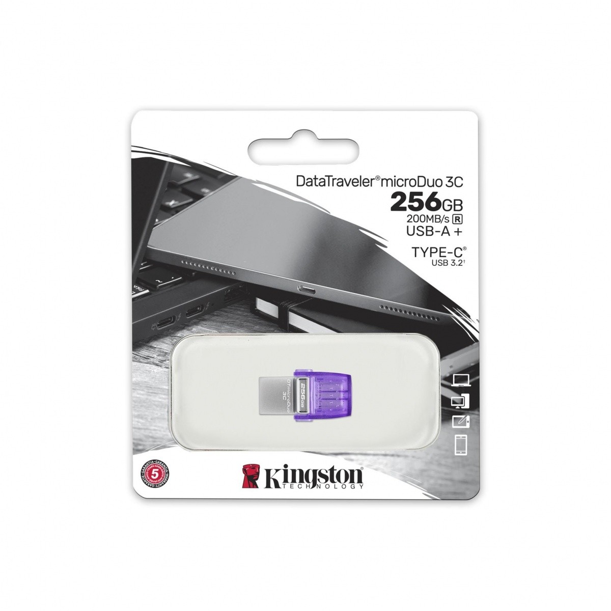 Flashdrive 256GB USB 3.2 Type-C Kingston Data Traveler MicroDuo 3C G3 - obrazek 2