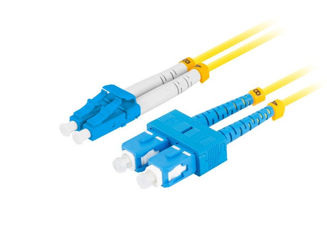 Patchcord światłowodowy Sm Sc/Upc-Lc/Upc Duplex 3.0mm 5.0m Żółty Lanberg