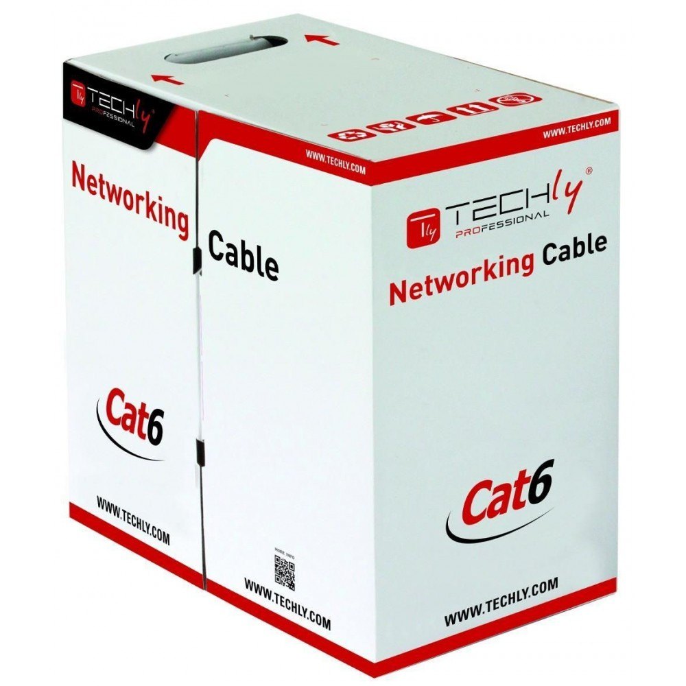 Kabel sieciowy FTP skrętka, Linka 305 m kat. 6 CU Szary Techly