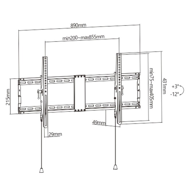 Uchwyt do mocowania LCD 43" - 90" - 70 Kg Ścienny Regulowany Gembird - obrazek 2