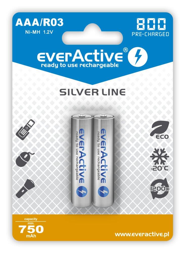Akumulatorki AAA/800 mAh NIMH 2 szt. everActive Silver Line