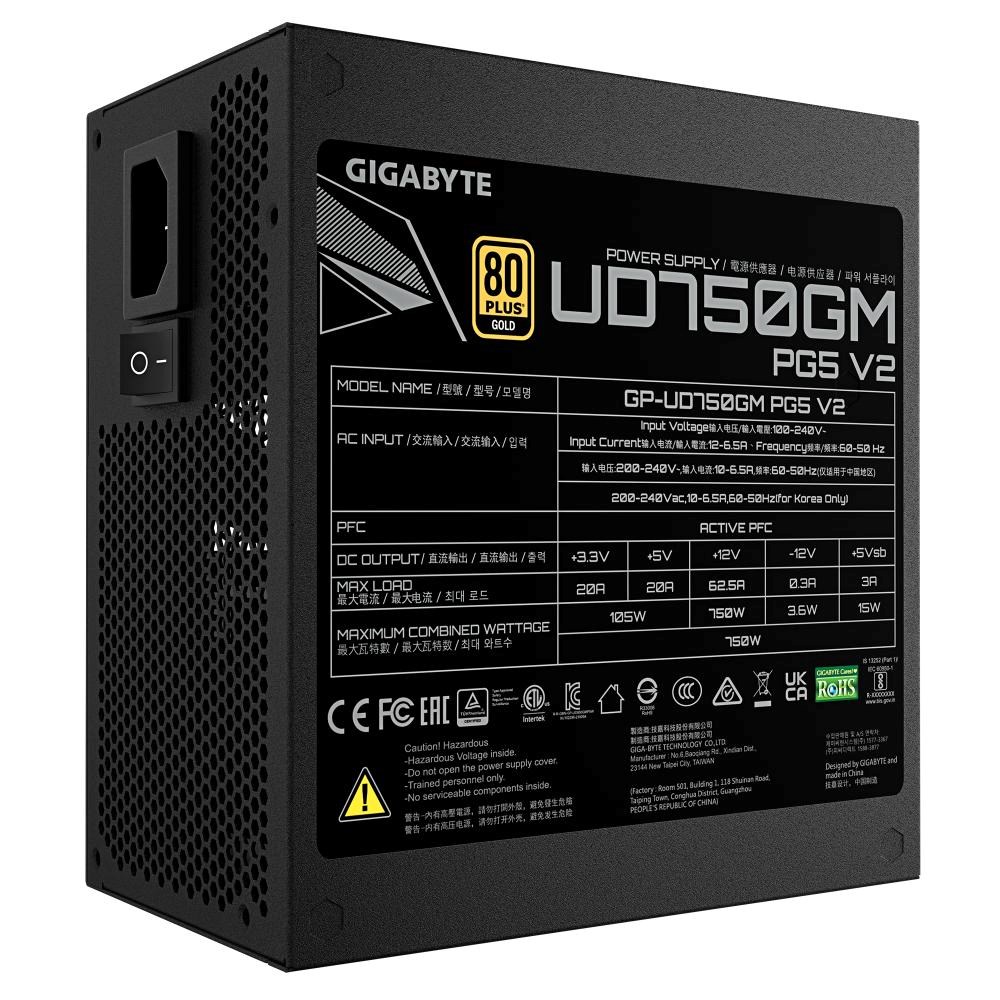 Zasilacz ATX 750W Gigabyte UD750GM PG5 V2 Modularny 80 Plus Gold - obrazek 5