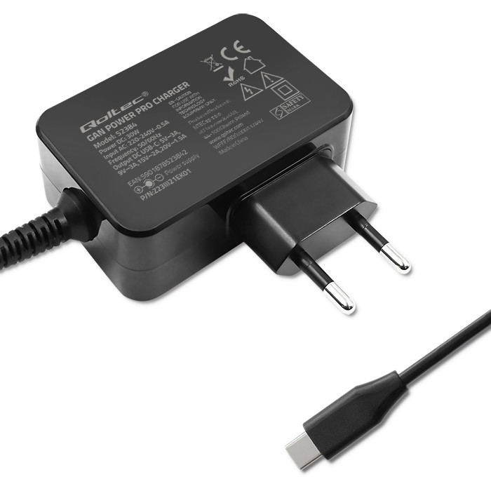 Ładowarka sieciowa USB GaN 30W 1 x USB Type-C Qoltec - obrazek 3
