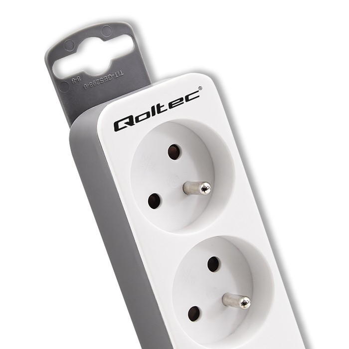 Listwa zasilająca Qoltec 6 gniazd 1.8m Biało - szara - obrazek 3