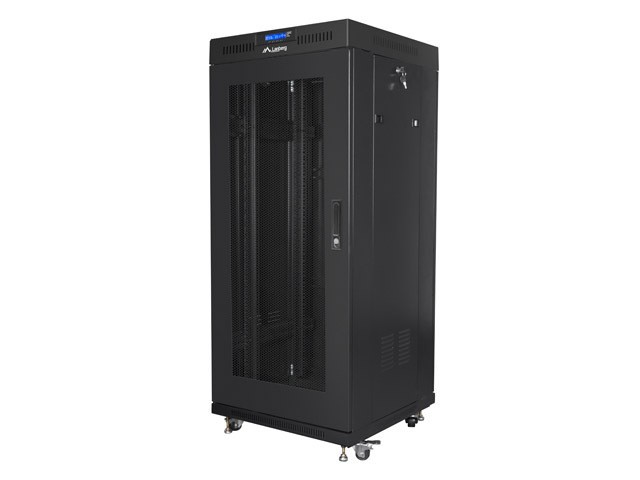 Szafa stojąca rack 19" 27U 600x600mm czarna (drzwi przednie perforowane) LCD Lanberg