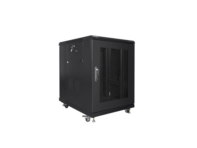 Szafa stojąca rack 19" 15U 600x800mm czarna (drzwi przednie performowane) Lanberg - obrazek 3