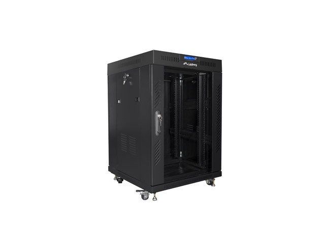 Szafa stojąca rack 19" 15U 600x600mm czarna (drzwi przednie szklane) LCD Lanberg - obrazek 5