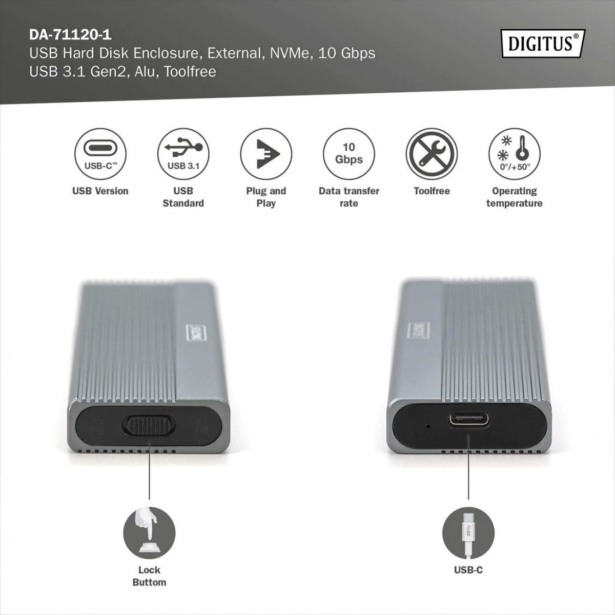 Obudowa do SSD M.2 PCIe/NVMe USB Type-C Digitus - obrazek 4