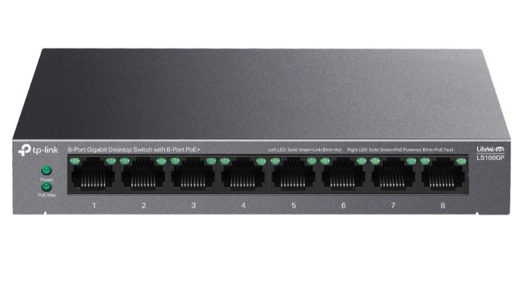 Switch TP-Link LS108GP 8x10/100/1000 MB/s 8xPoE+ - Metalowa obudowa