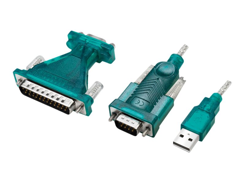 Adapter USB na 1 x RS232 + Adapter DB9F/DB25M LogiLink