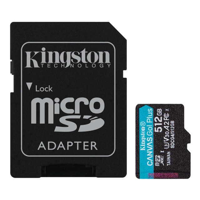 - karta pamieci MicroSD 512GB SDXC Kingston Canvas Go! Plus 200MB/160MB + Adapter SD!