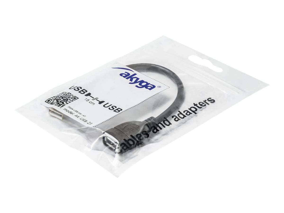Kabel USB 2.0 przedłużacz 0.15 m Akyga