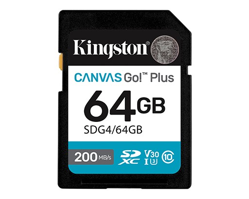 - karta pamieci SD 64GB SDXC Kingston Canvas Go! Plus 200MB/100MB