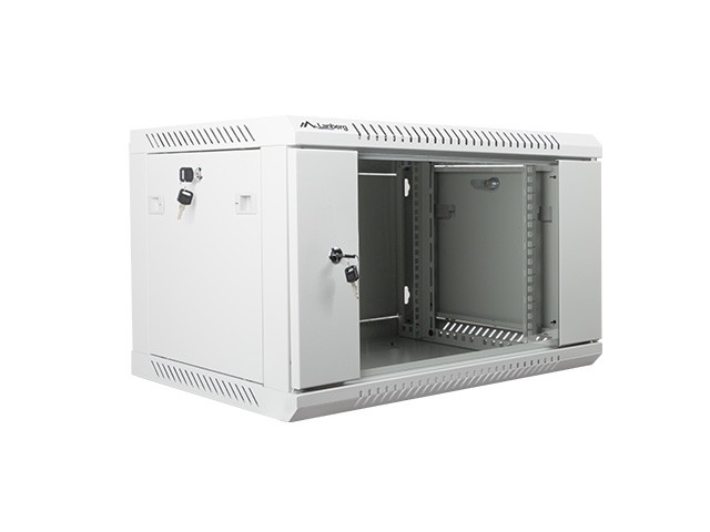 Szafa wisząca rack 19'' 6U 600x450mm szara (drzwi przednie szklane) Langberg