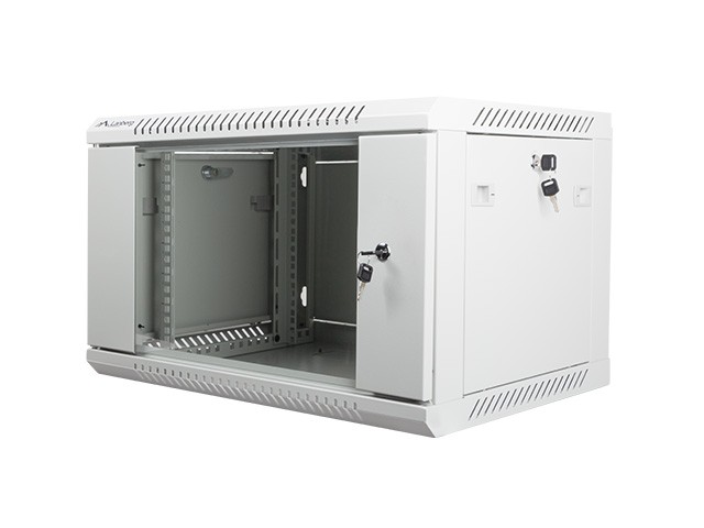 Szafa wisząca rack 19'' 6U 600x450mm szara (drzwi przednie szklane) Langberg - obrazek 2